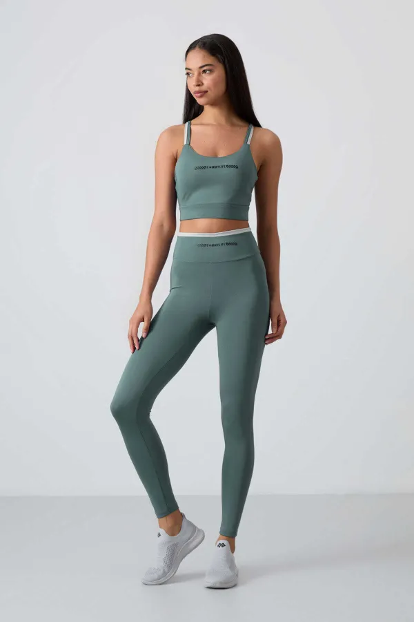 Ensemble bustier et legging taille haute slim fit Tommylife pour femme, vert menthe, réf. 95333