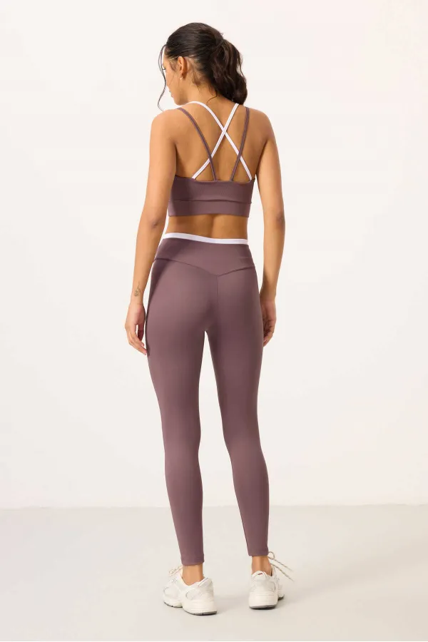 Tommylife Wholesale High Waist Slim Fit Women's Bustier and Leggings Set 95333 Rose Pink