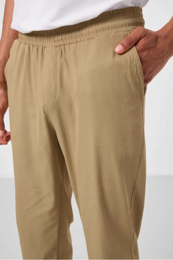 Tommylife Toptan Standart Fit Dokuma Hafif Esnek Chino Erkek Pantolon 82176 Koyu Bej