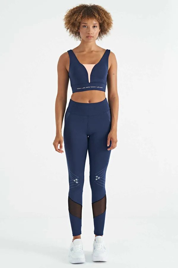 Bustier Tommylife Wholesale en tissu scuba imprimé indigo à blocs de couleur, coupe ajustée, pour femme - 97271