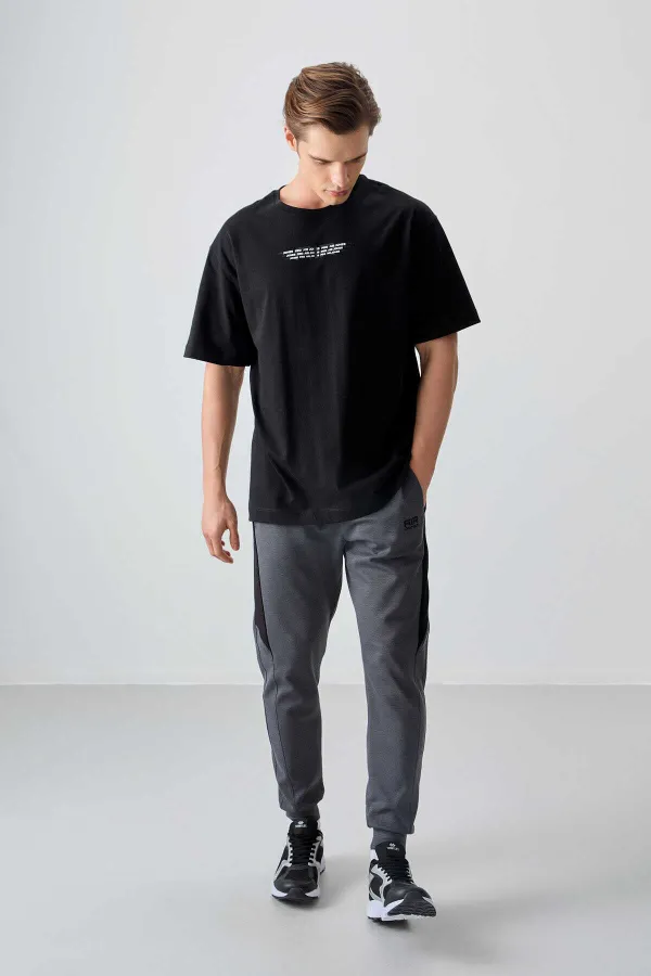 Tommylife Toptan O Yaka Oversize Baskılı Erkek T-Shirt 88356 Siyah