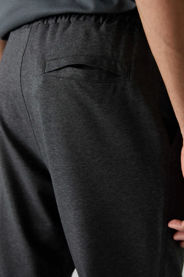 Tommylife Toptan Comfort Fit Nakışlı Erkek Jogger Eşofman Alt 82123 Antrasit Melanj