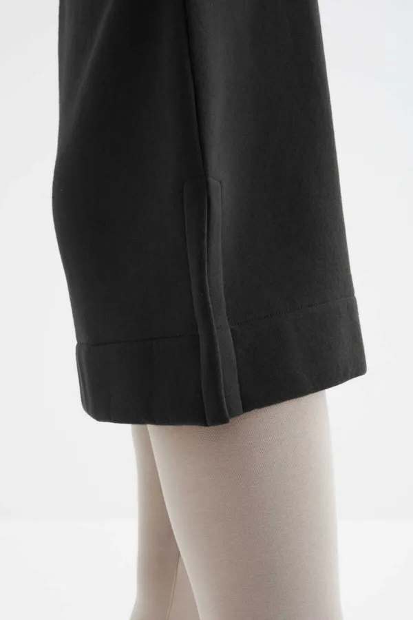 Tommylife Wholesale Black Raglan Sleeve Basic Hooded Oversize Tunic - 97242