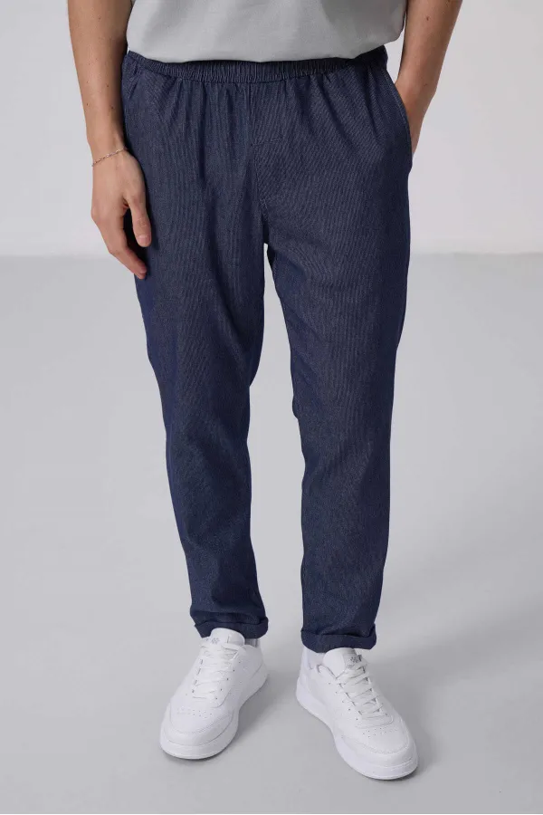 Tommylife Wholesale Standard Fit Woven Lightweight Stretch Chino Pants 82175 Denim Navy Blue