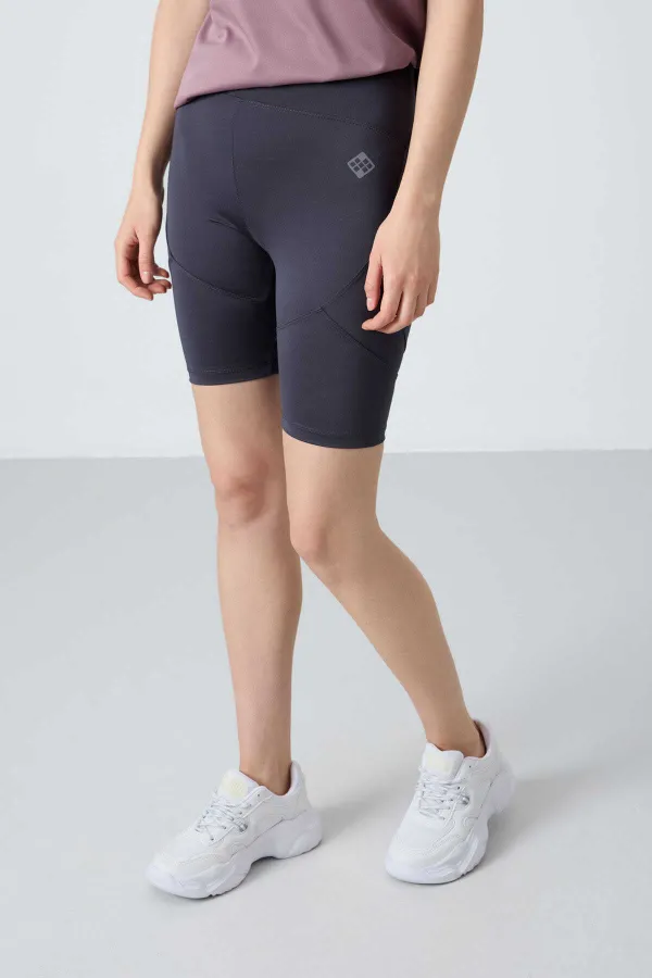 Tommylife Toptan Yüksek Bel Biker Kadın Tayt 91013 Antrasit