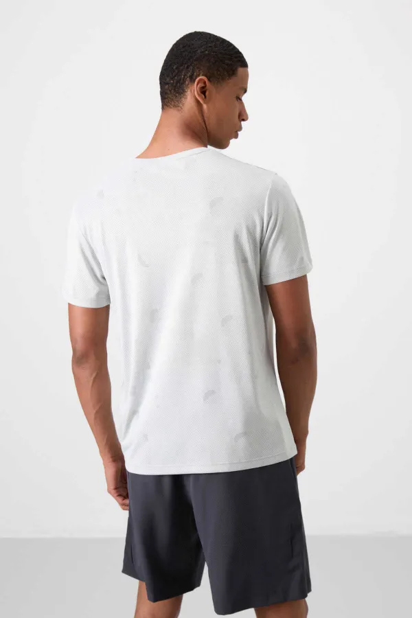 Tommylife Toptan O Yaka Standart Kalıp Aktif Spor Erkek T-Shirt 88398 Taş