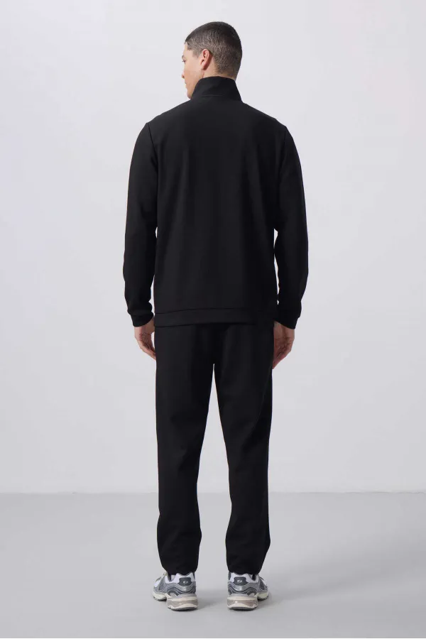 Tommylife Wholesale Textured Surface Comfortable Fit Men's Tracksuit Set 85273 Black