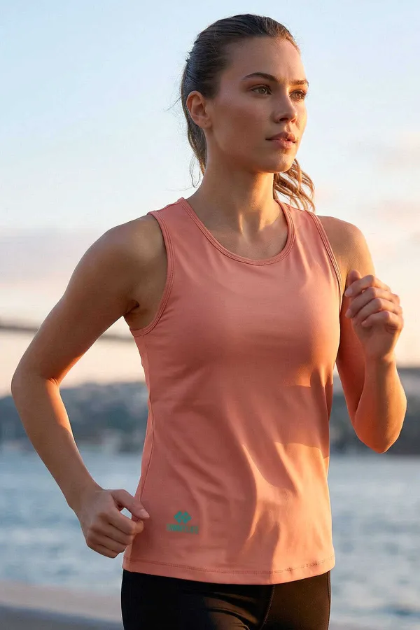 Débardeur de sport Tommylife Wholesale Coral coupe standard pour femme avec détail croisé au dos - 97296