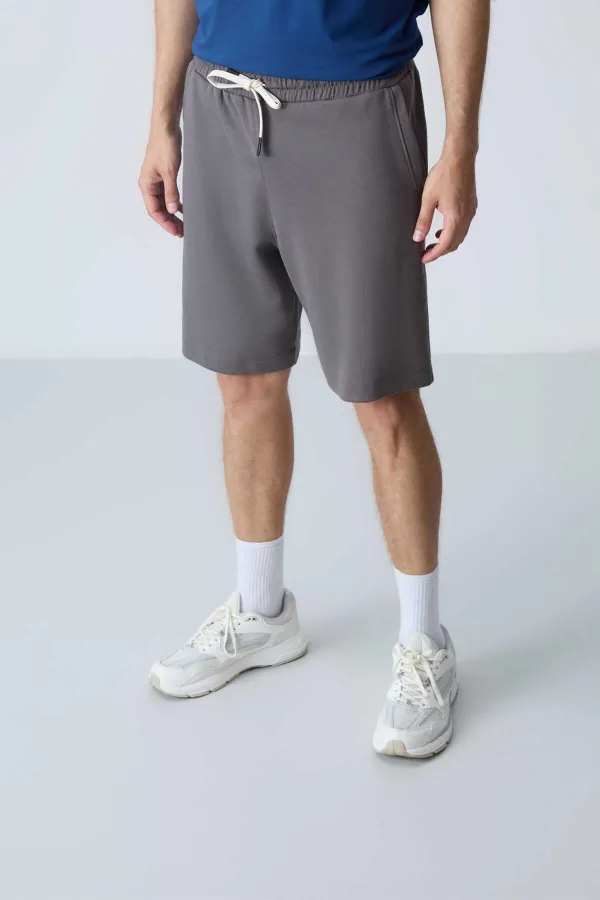 Tommylife Toptan Comfort Fit Basic Erkek Şort 81275 Koyu Gri
