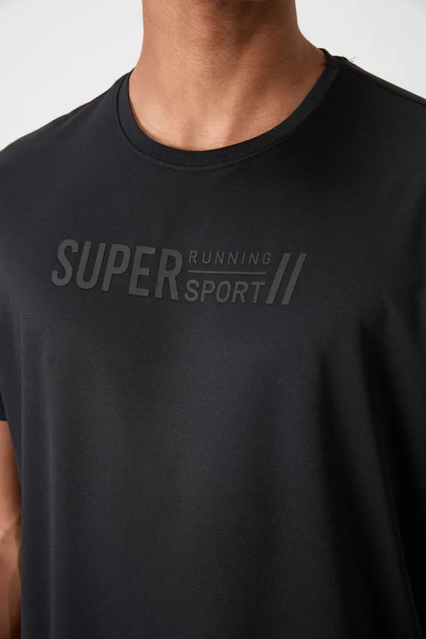 Tommylife Toptan O Yaka Standart Kalıp Aktif Spor Erkek T-Shirt 88385 Siyah