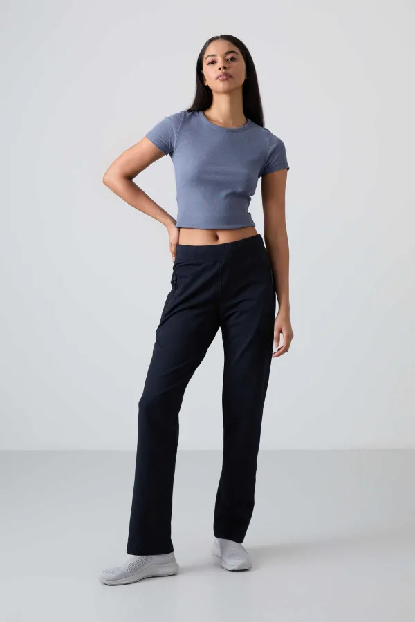 Bas de survêtement Tommylife bleu marine avec poche zippée, coupe confortable, coupe classique, pour femme - 94195