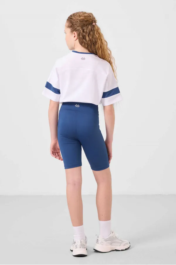 Tommylife Toptan V Yaka Kemer Detaylı Standart Fit Performans Kız Çocuk Tayt Takım 75187 Beyaz Parlament