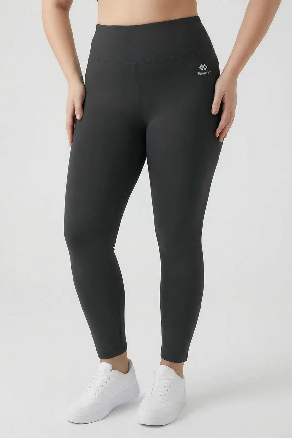 Leggings gainants taille haute anthracite Tommylife pour femmes grandes tailles - 94650