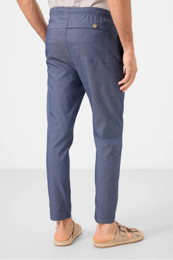 Jean chino extensible léger, coupe standard, tissé, Tommylife Wholesale, bleu marine, référence 82179