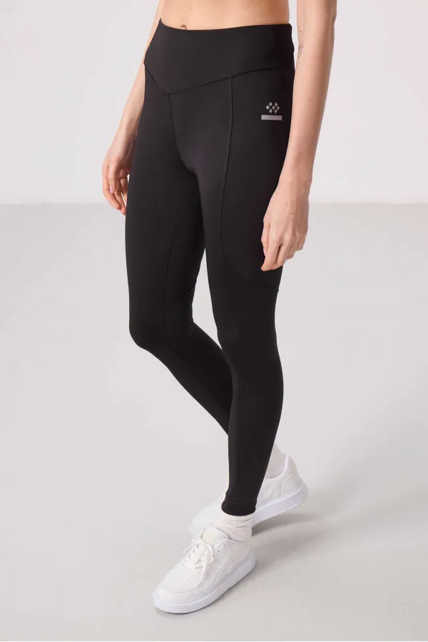 Tommylife Toptan Polyester Standart Fit Esnek Performans Kadın Tayt - 94666 Siyah