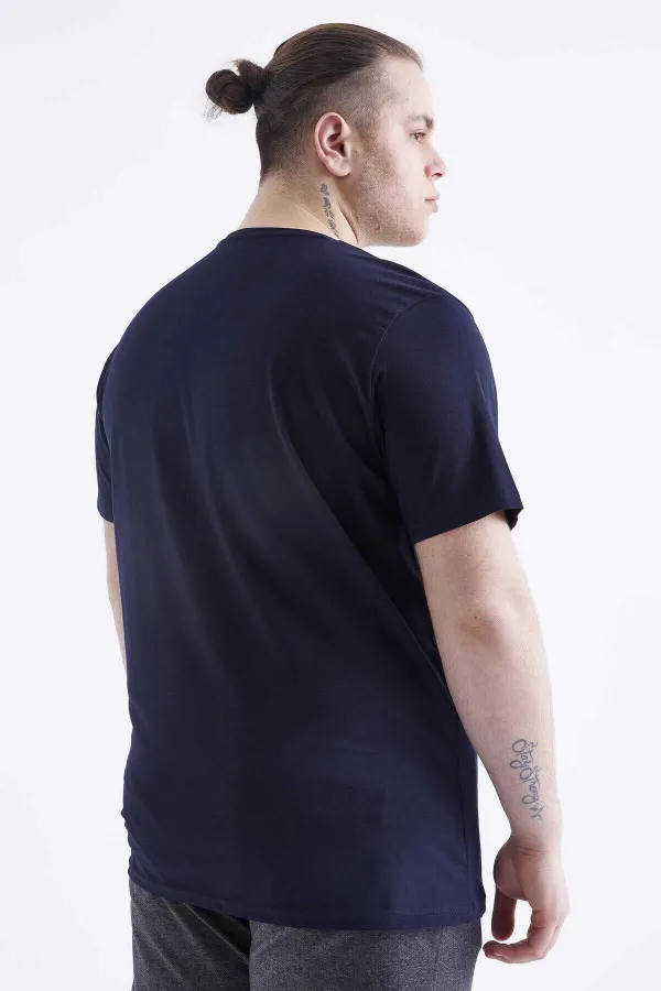 T-shirt homme Tommylife, bleu marine, manches courtes, col rond, grandes tailles - 88072