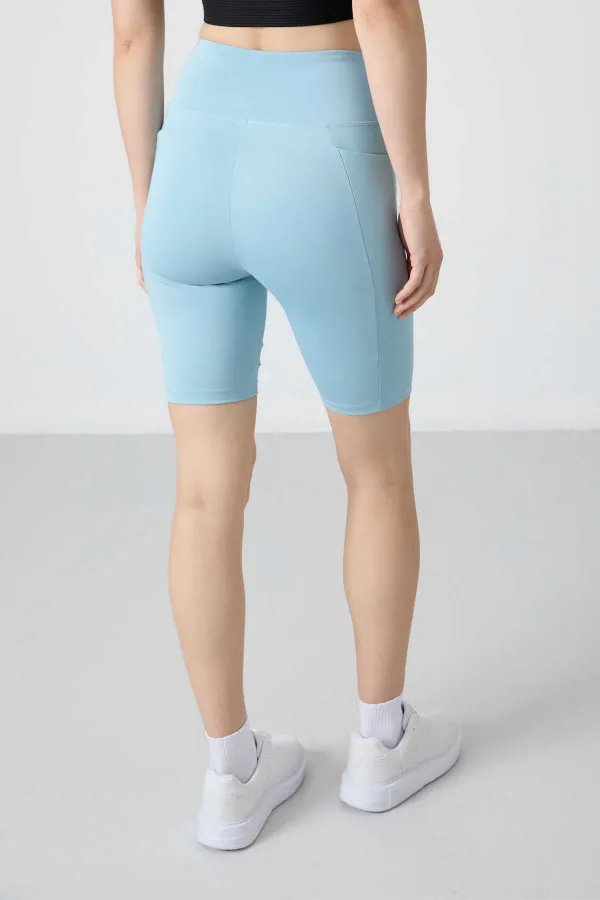 Leggings motardes taille haute Tommylife pour femmes, bleu clair, référence 91012 (vente en gros)