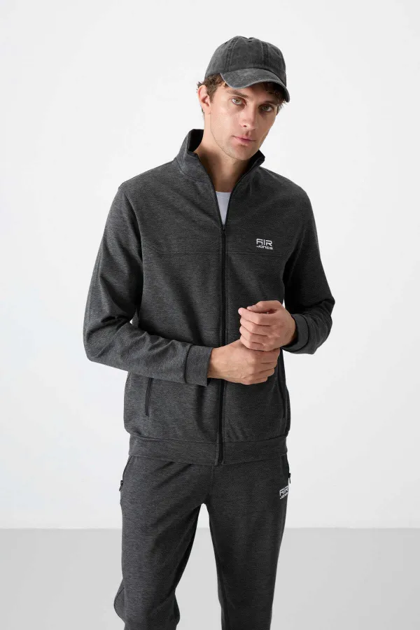 Tommylife Toptan Hugo Rahat Kalıp Jogger Erkek Eşofman Takım 85198 Antrasit Melanj