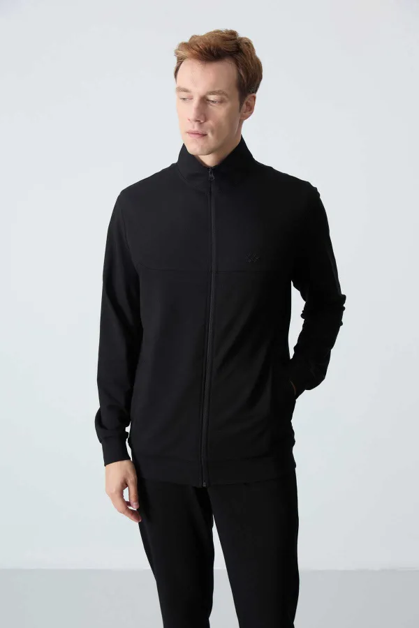 Tommylife Wholesale Casual Fit Basic Men's Tracksuit Set 85260 Black