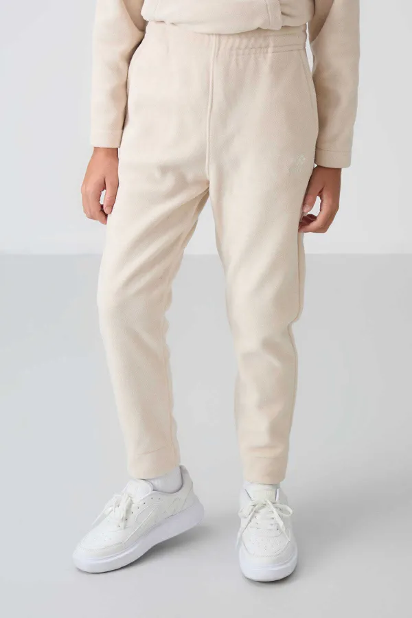 Ensemble de survêtement en polaire à col montant Tommylife Wholesale Serverer Boy, beige, référence 11218