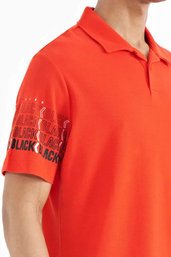 Tommylife Toptan Fiesta Kol Baskı Detaylı Polo Yaka Standart Form Erkek T-Shirt - 88240
