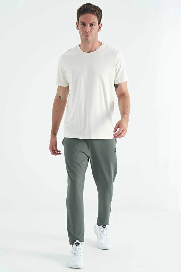 Tommylife Toptan O Yaka Standart Kalıp Basic Erkek T-Shirt 87911 Ekru