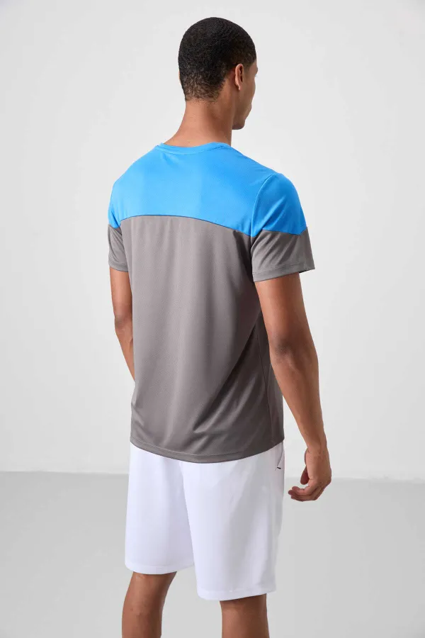 Tommylife Toptan O Yaka Standart Kalıp Aktif Spor Erkek T-Shirt 88386 Koyu Gri