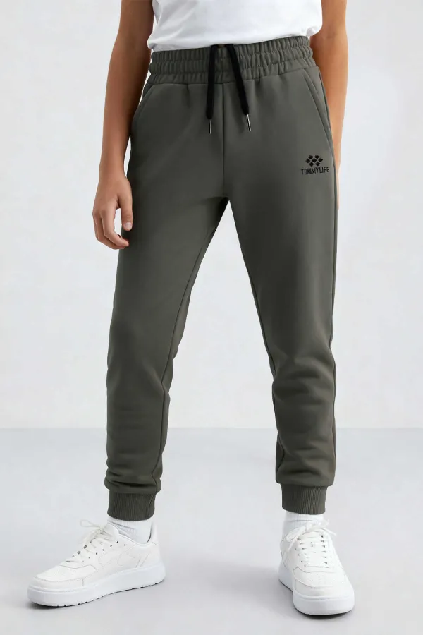 Pantalon de survêtement fin à revers standard kaki pour garçon Tommlife Wholesale - 11062