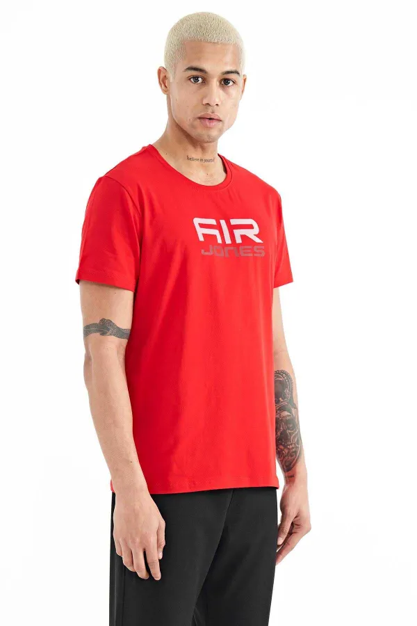 Tommylife Wholesale Liam Crew Neck Standard Fit Printed Men's T-Shirt 88207 Red