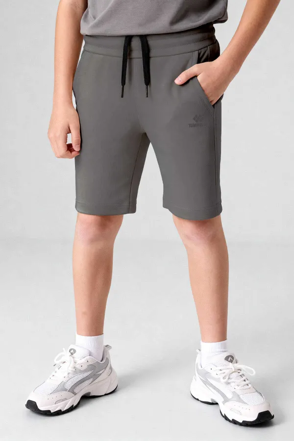 Short de sport basique gris foncé, coupe standard, pour garçon, Tommlife Wholesale - 11303