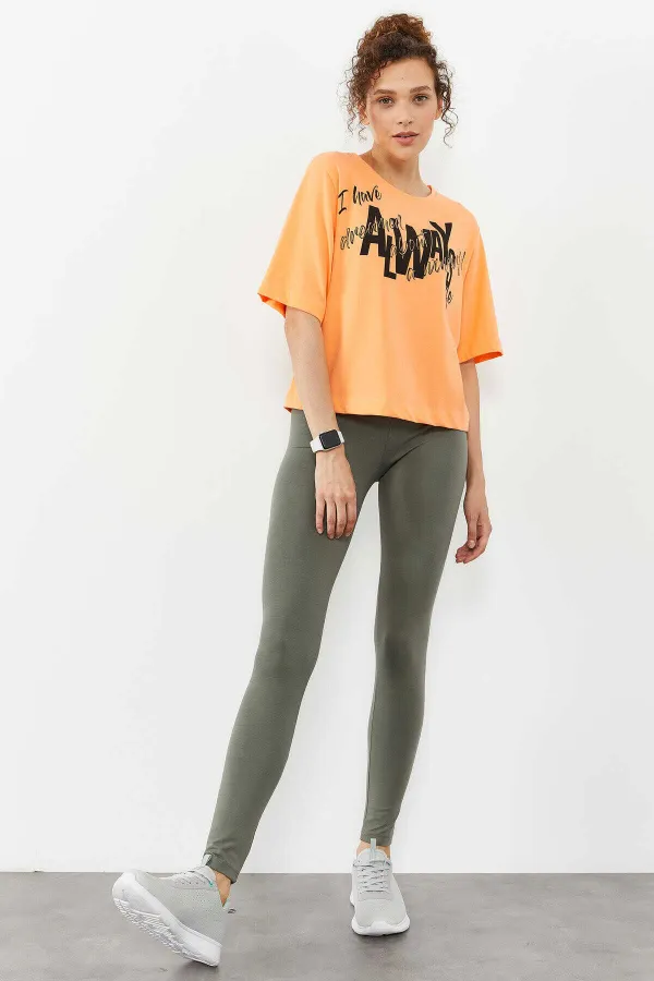 Tommylife Toptan Çağla Yüksek Bel Toparlayıcı Slim Fit Dar Paça Kadın Tayt - 94011