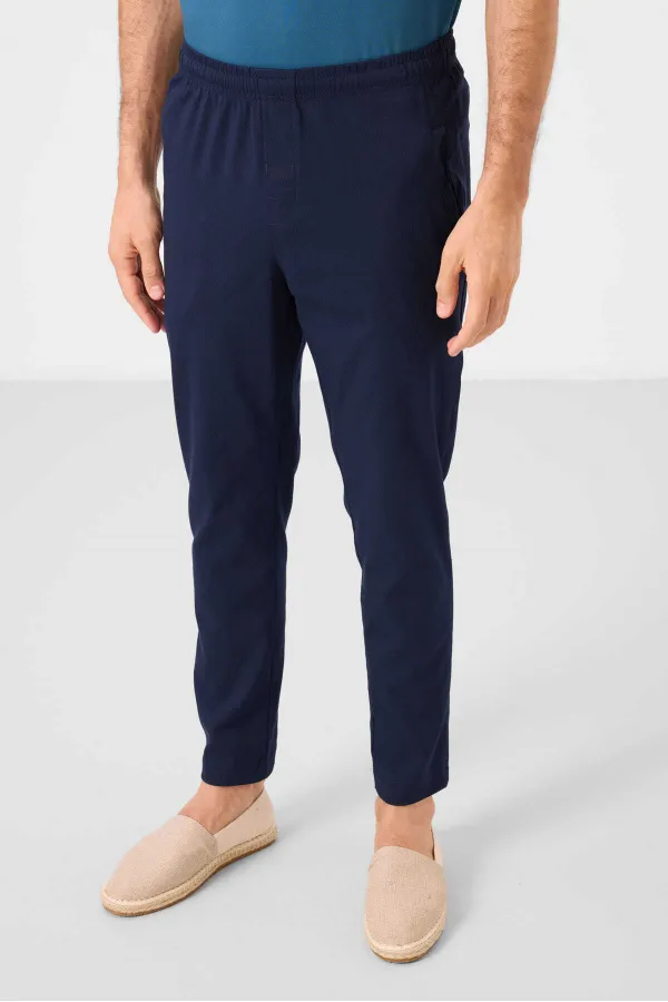 Pantalon chino extensible léger, coupe standard, tissé, Tommylife Wholesale, bleu marine, référence 82179