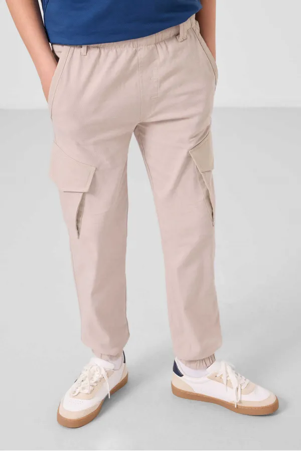 Tommylife Wholesale Standard Fit Woven Lightweight Stretch Chino Boys' Trousers 11271 Stone