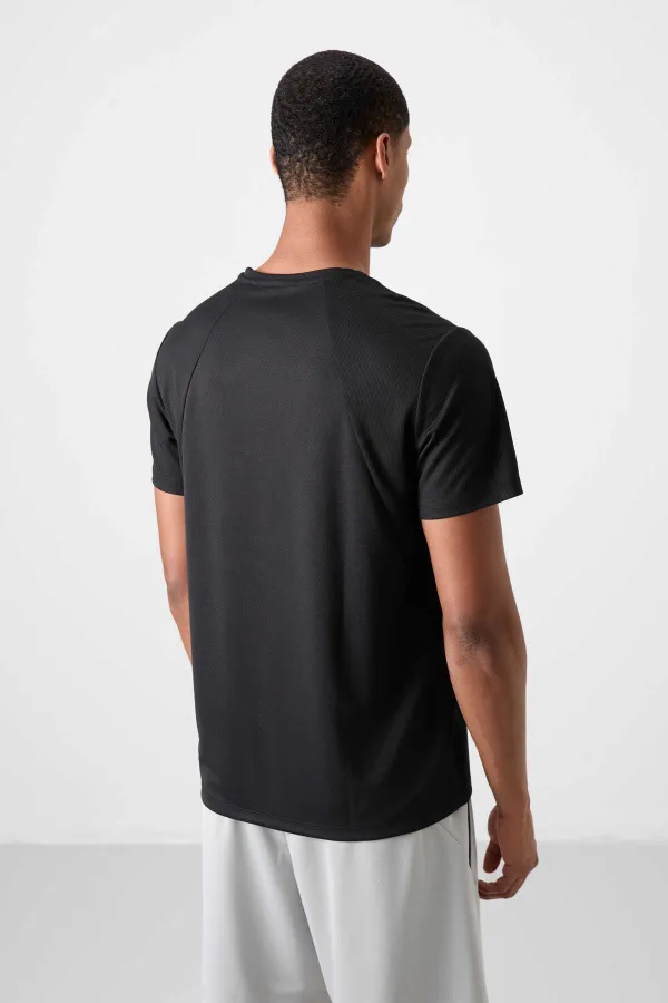 Tommylife Toptan O Yaka Standart Kalıp Aktif Spor Erkek T-Shirt 88391 Siyah