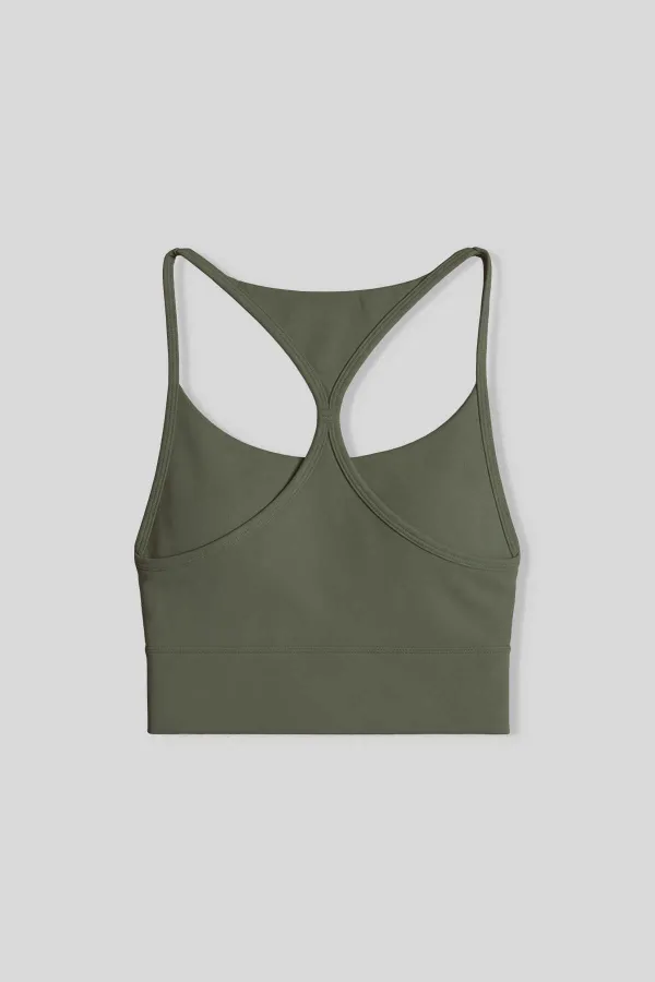 Tommylife Toptan Haki Standart Fit Baskılı Sırt Detaylı Kadın Spor Büstiyer - 97300