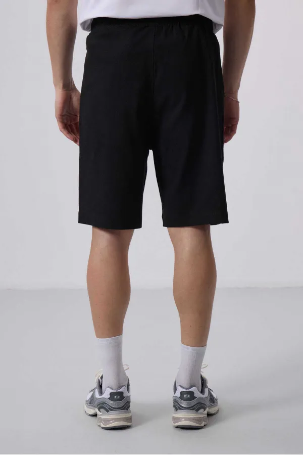 Short chino extensible léger, coupe standard, tissé, Tommylife Wholesale 81290 Noir