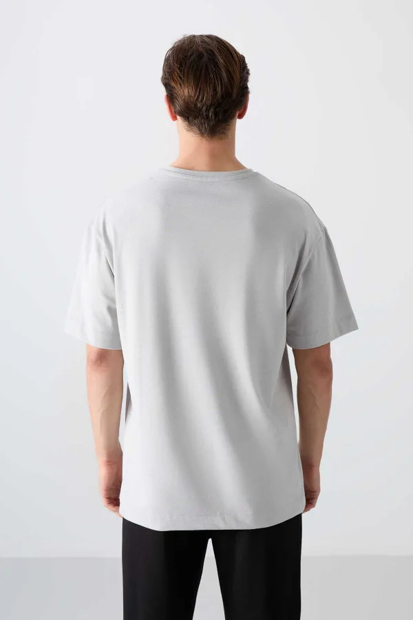 Tommylife Wholesale Crew Neck Oversize Printed Men's T-Shirt 88332 Stone