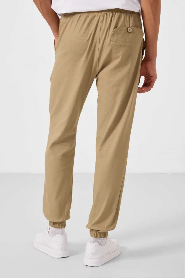 Tommylife Toptan Standart Fit Dokuma Hafif Esnek Chino Erkek Pantolon 82176 Koyu Bej