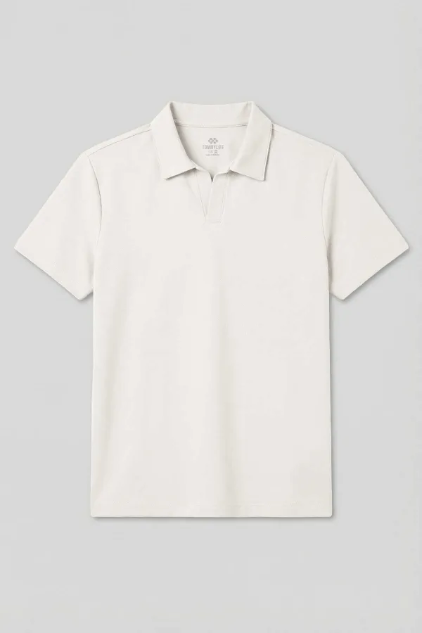 T-shirt polo homme Tommylife Wholesale blanc cassé, confortable et doux au toucher - 88496