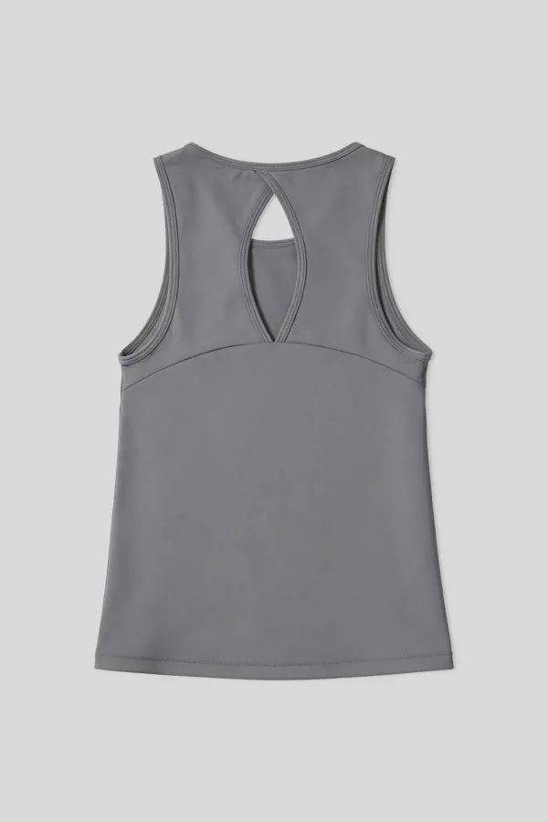Débardeur de sport Tommylife pour femme, gris foncé, coupe standard, dos croisé - 97296
