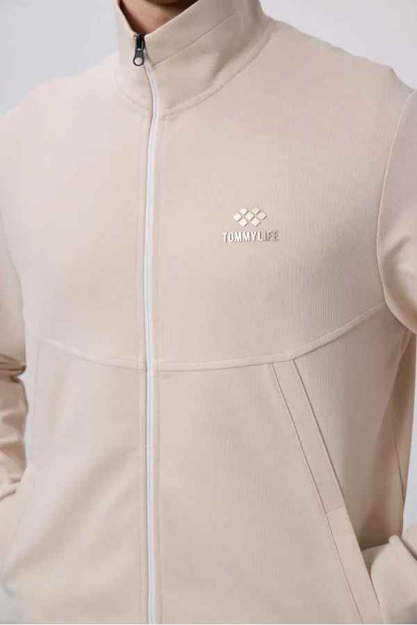 Tommylife Toptan Yüzeyi Dokulu Rahat Form Erkek Eşofman Takım 85273 Bej