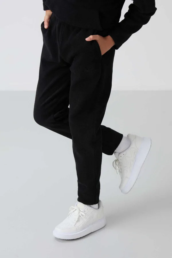 Ensemble de survêtement en polaire à col montant Tommylife Wholesale Serverer Boy, noir, référence 11218