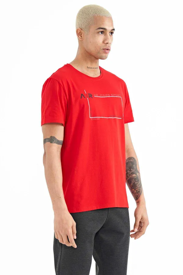 Tommylife Wholesale Otis Crew Neck Standard Fit Printed Men's T-Shirt 88228 Red