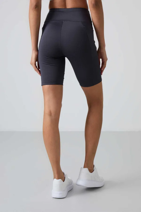 Tommylife Toptan Yüksek Bel Biker Kadın Tayt 91012 Antrasit