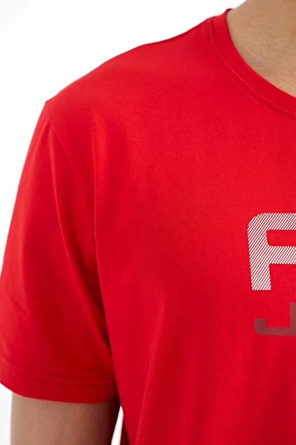 Tommylife Wholesale Liam Crew Neck Standard Fit Printed Men's T-Shirt 88207 Red