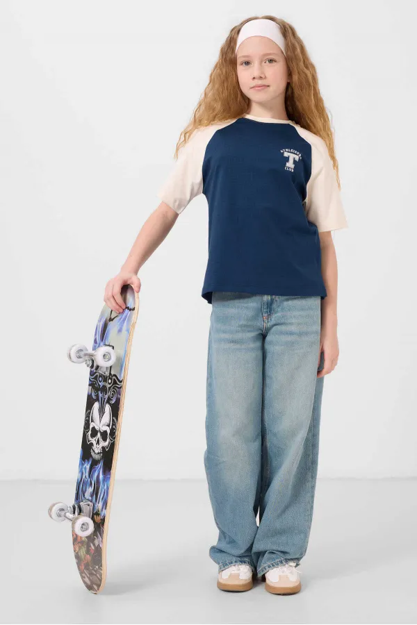 Tommylife Wholesale Crew Neck Cotton Printed Oversize Fit Girls' T-Shirt 75179 Parliament