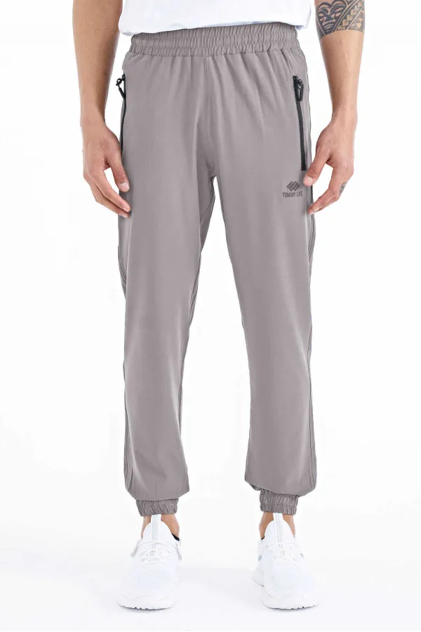 Pantalon de survêtement basique pour homme Tommylife Wholesale avec poches, cordon de serrage, coupe confortable et ourlet élastiqué - 84826