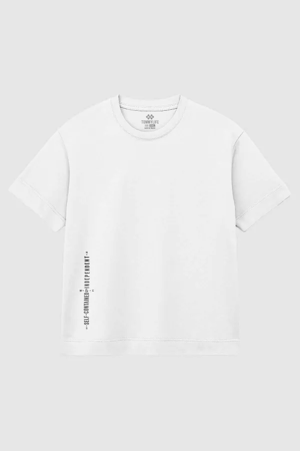 Tommylife Toptan Beyaz Baskılı O Yaka Rahat Form Battal Büyük Beden Erkek T-Shirt - 88472