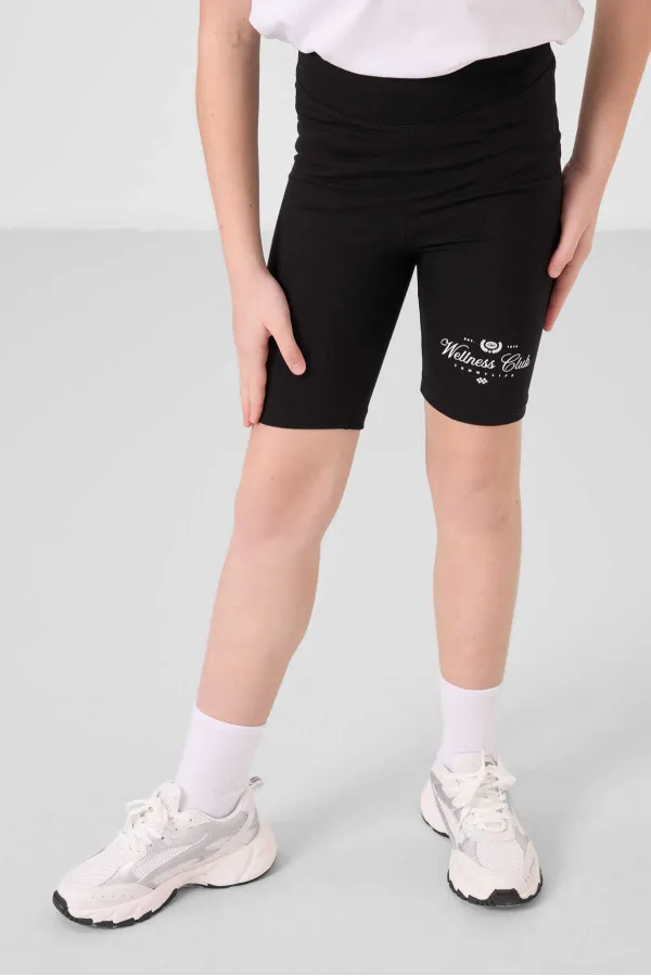 Tommylife Toptan Pamuklu O Yaka Standart Fit Baskılı Kız Çocuk Tayt Takım 75190 Beyaz Siyah