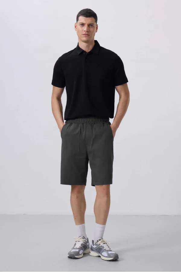 Short chino extensible léger, coupe standard, tissé, Tommylife Wholesale 81290 Anthracite